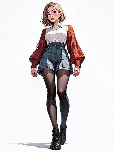 Realistic Full-Body Casual Layered Woman