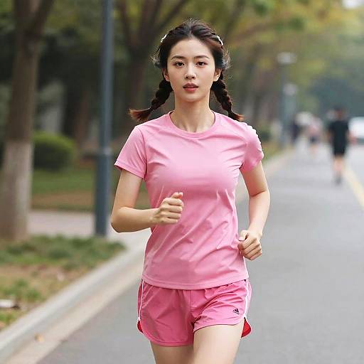 Sporty Woman Jogging in Pink
