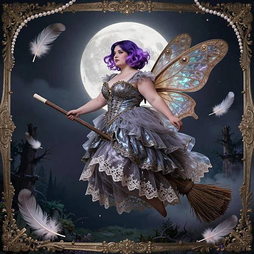 Moonlit Gothic Witch with Moth Gown