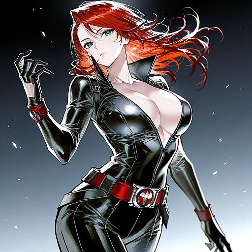 Illustration of Black widow, marvel in the style of Remsrar