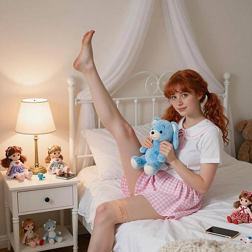 Playful Scene with Red-Haired Girl