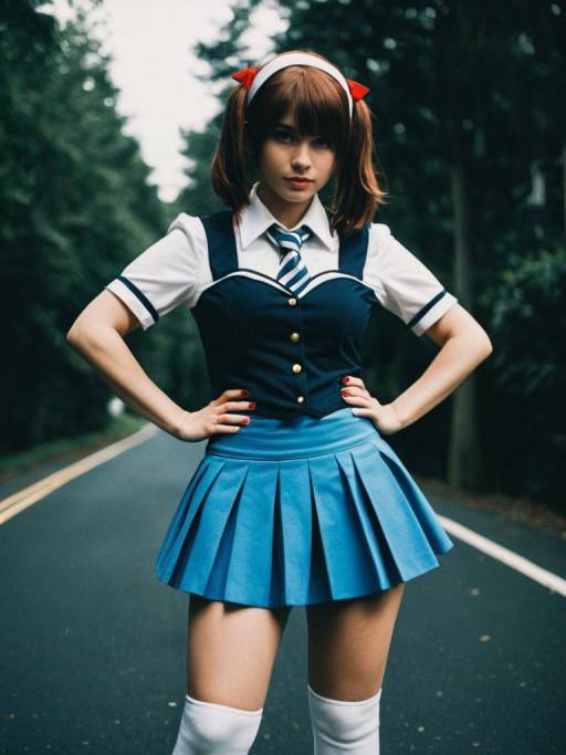 Cinematic Photorealistic Mini Skirt Cosplay