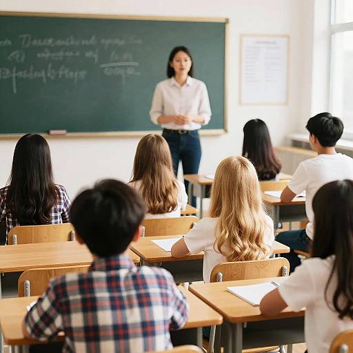 High School Classroom with Teacher and Students