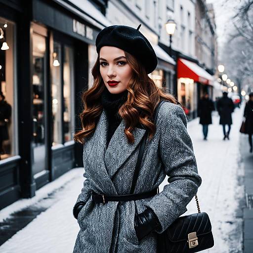 Stylish Winter Woman in City Street