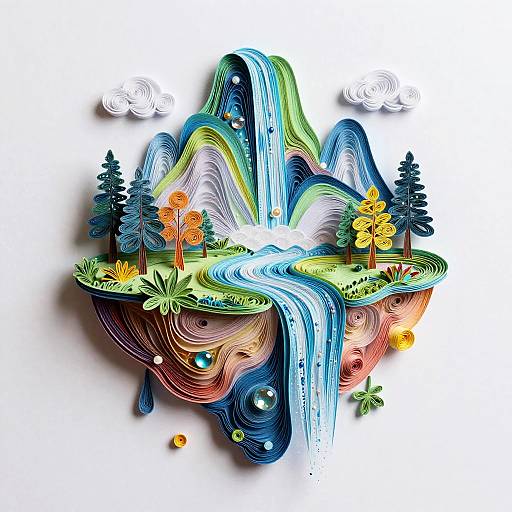 Surreal Floating Island Paper Quilling