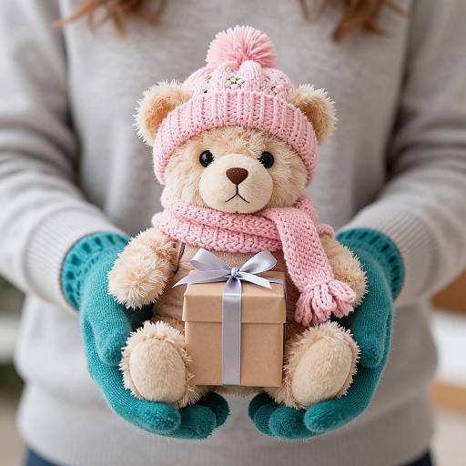Woman Holding Teddy Bear Gift