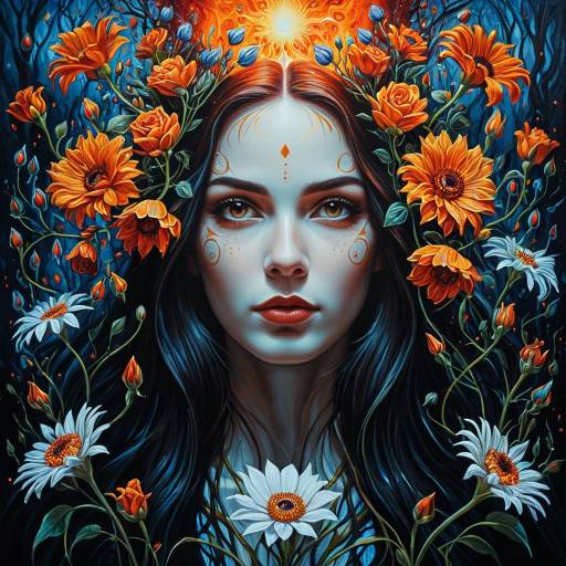 Ethereal Woman with Vibrant Flowers