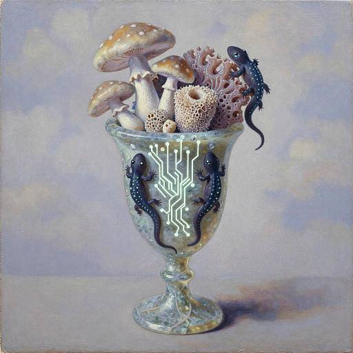 Obsidian Chalice with Neon Fungi