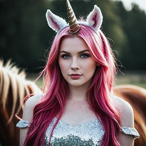 Enchanting Unicorn Costume Girl Portrait