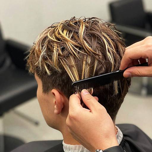 Man Getting Blonde Streaked Haircut