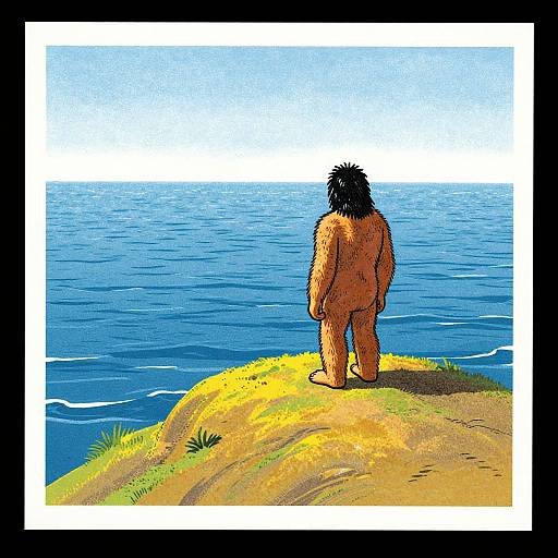 Prehistoric Caveman Over Ocean View