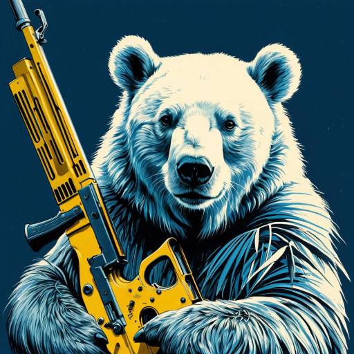 Polar Bear Holding Yellow AK-47 Rifle Illustration