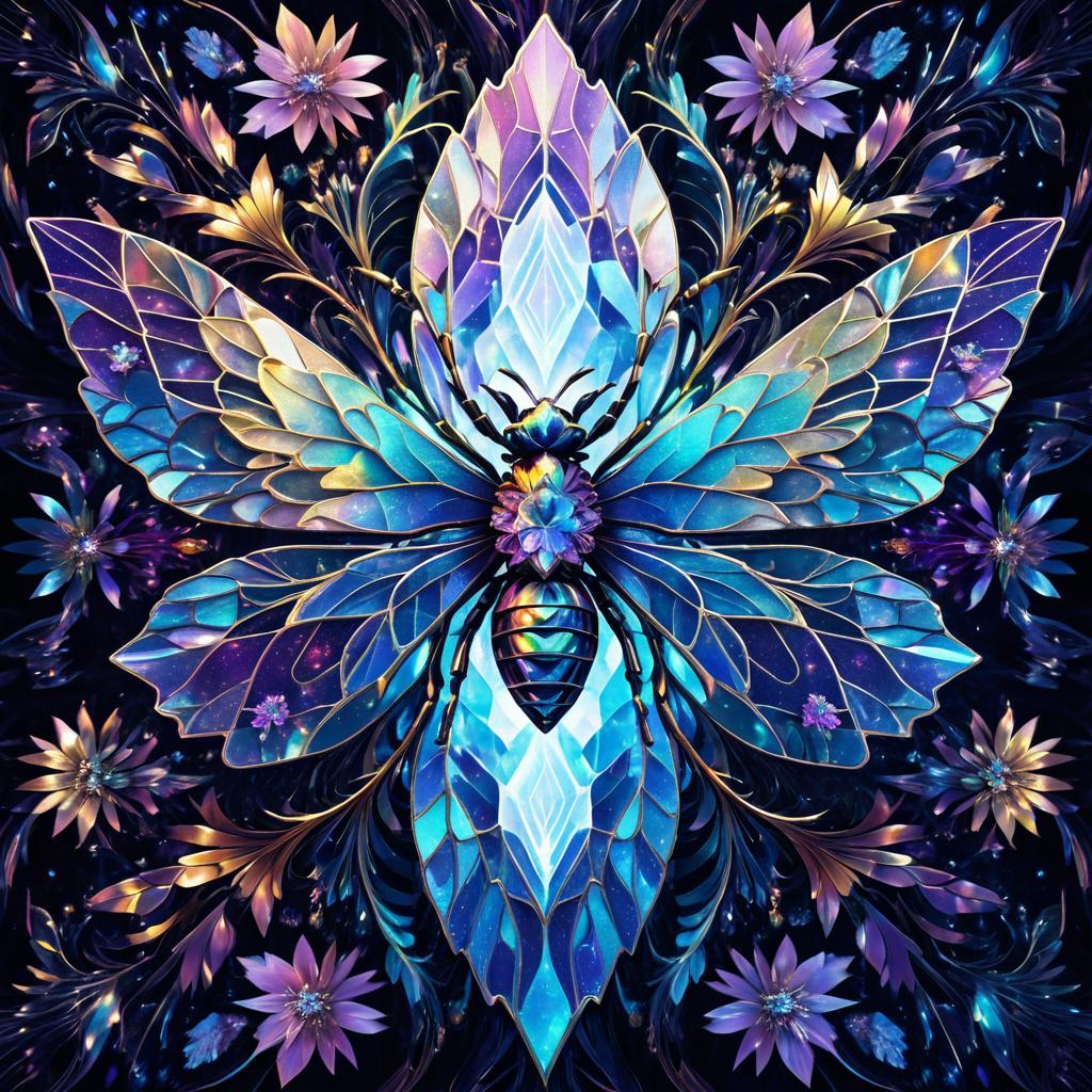 Psychedelic Crystal Insect Portrait Art