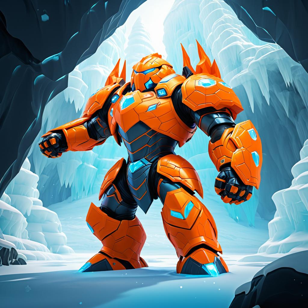 Giant Armored Creature in Ice Cavern