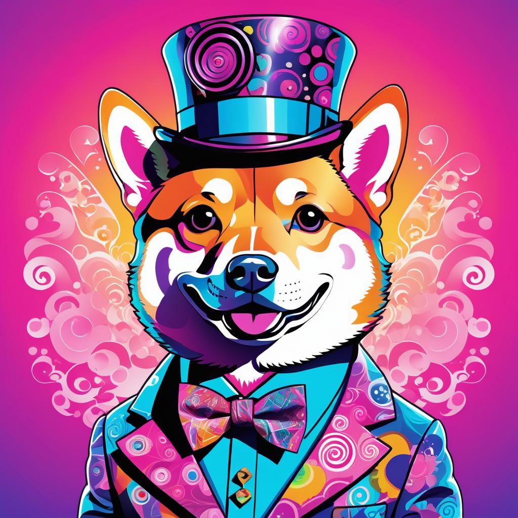 Psychedelic Shiba Inu in Retro Fashion