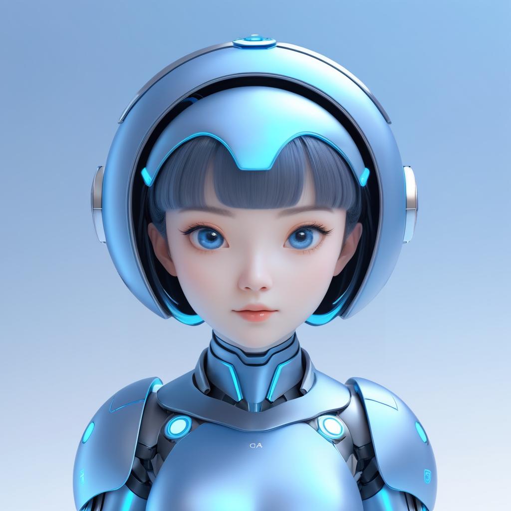 Adorable 3D Robot Girl Concept Design