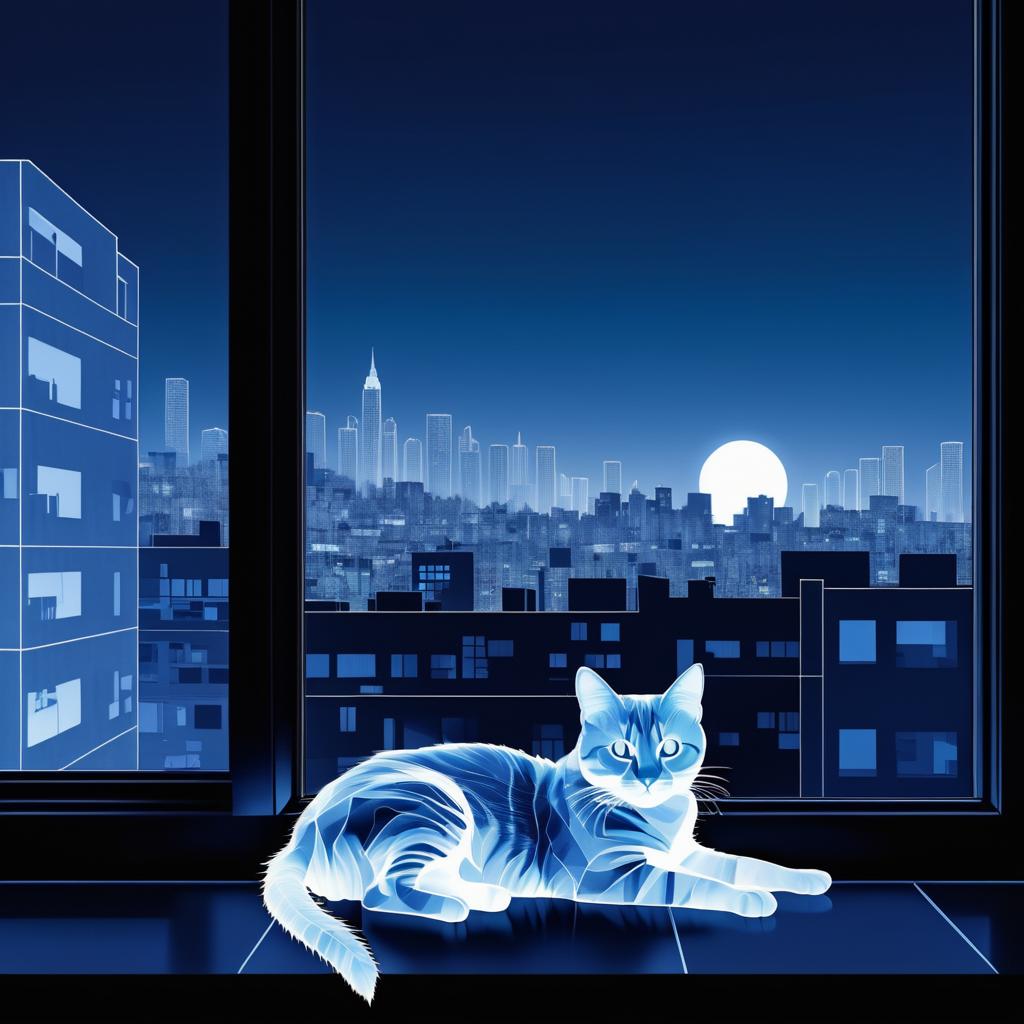 X-Ray Cat Lounge Urban Cityscape Art