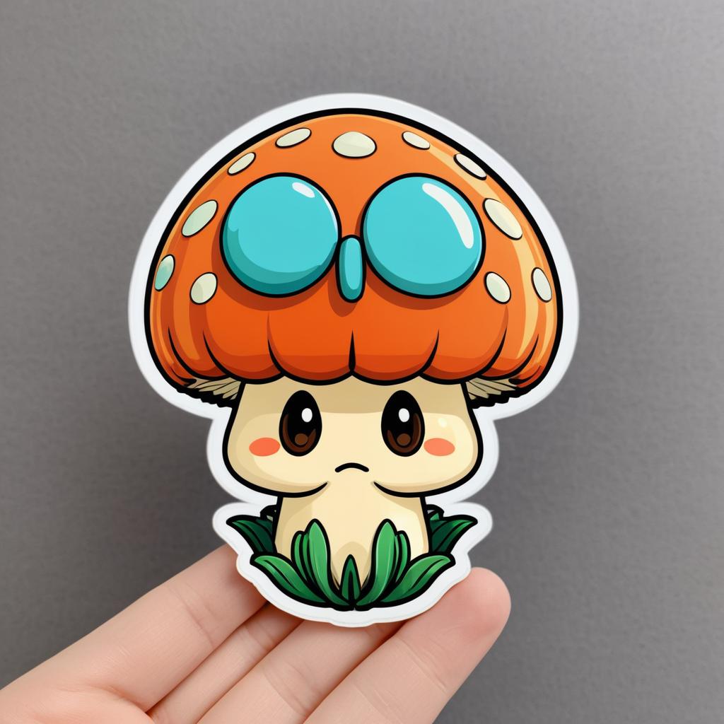 Adorable Androgynous Mushroom Sticker Design