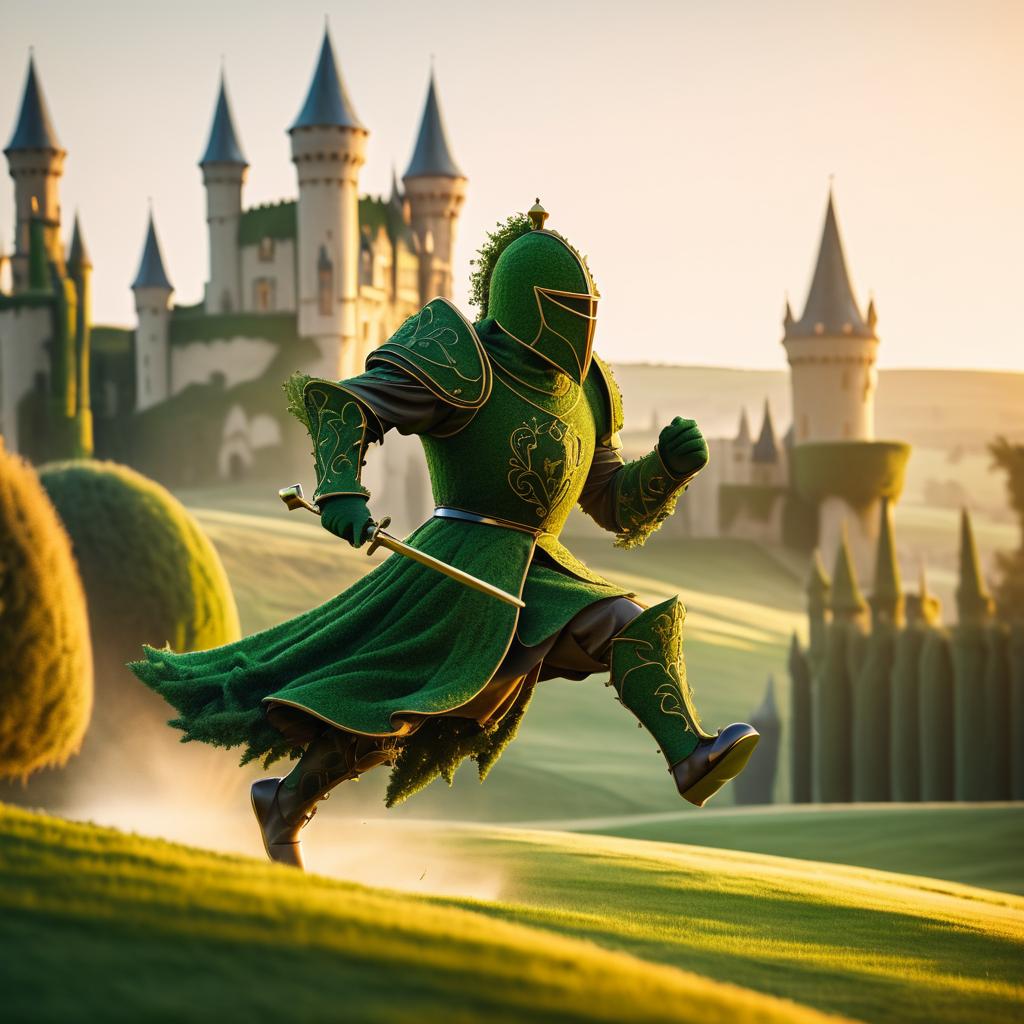 Fast-Running Topiary Knight in Fantasy Scene