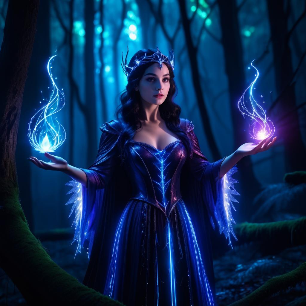 Mysterious Sorceress in a Dark Forest