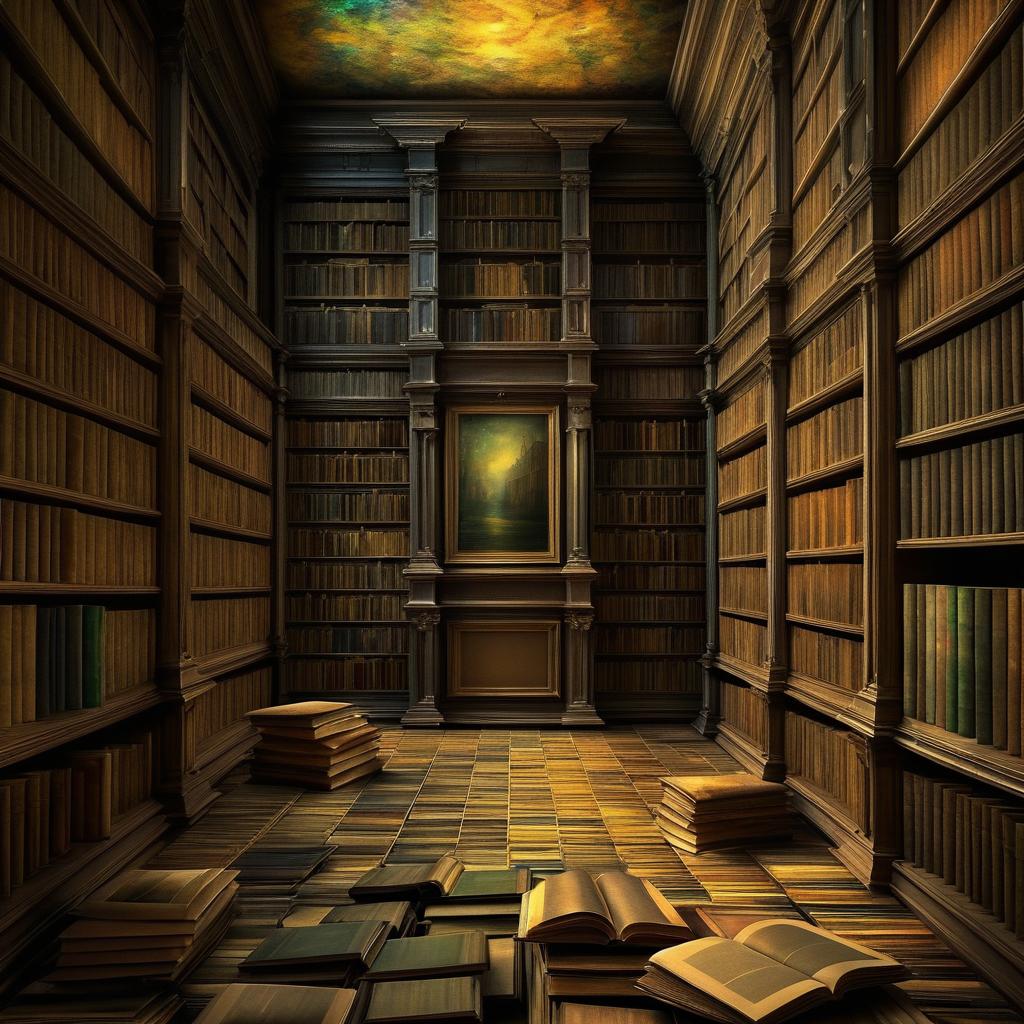 Nostalgic Digital Library Wallpaper Art