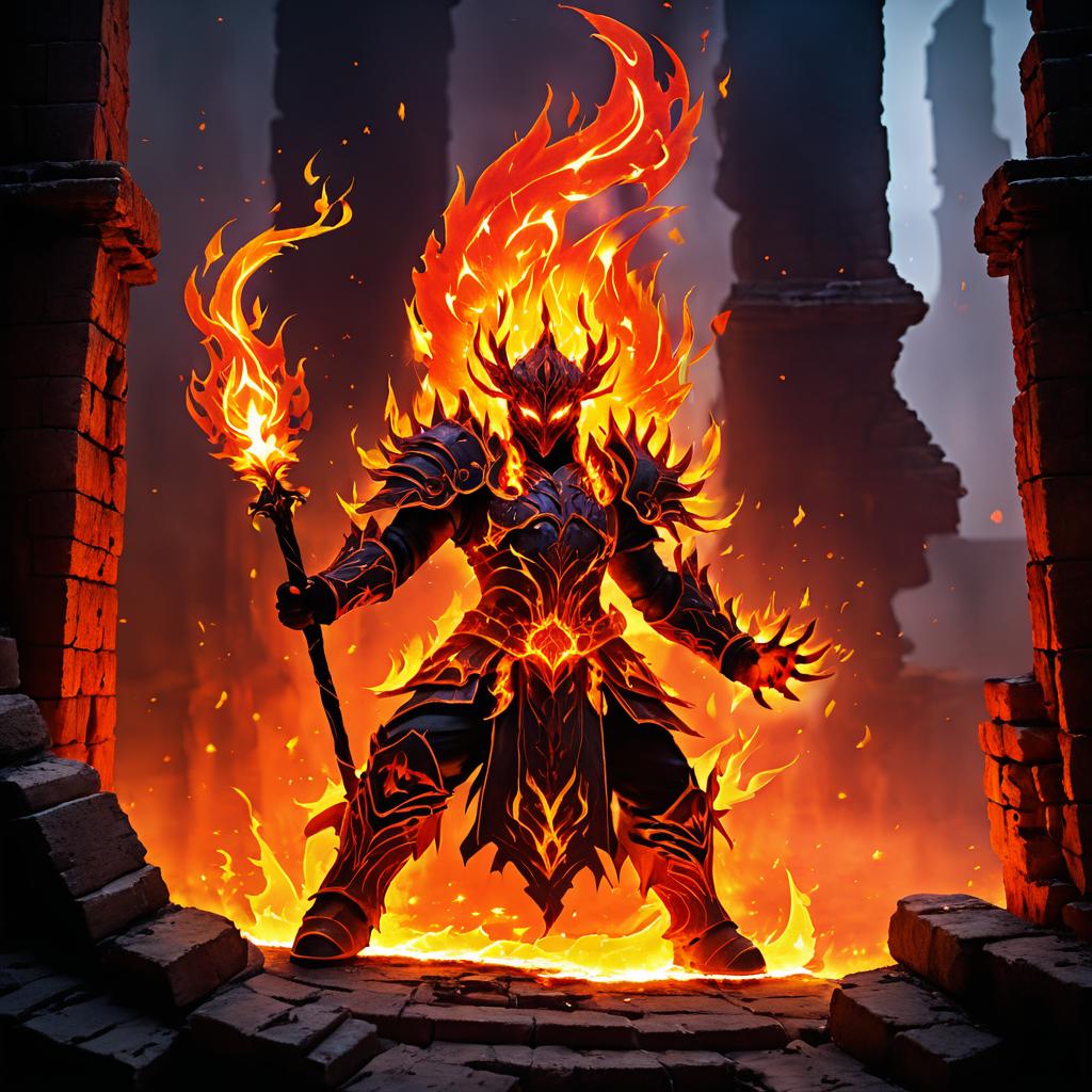 Dynamic Fire Elemental in Ruins