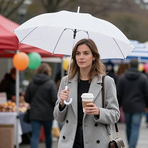 Casual Market Scene with Woman and Umbrella