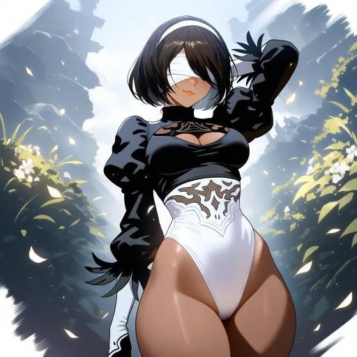 Illustration of 2p (nier:automata), nier (series) in the style of Fuwa daisuke