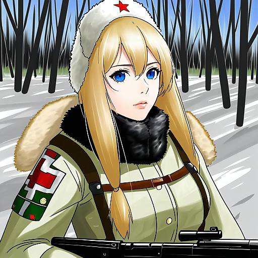 Illustration of Mosin-nagant (girls' frontline), girls' frontline in the style of Z-epto (chat-noir86)