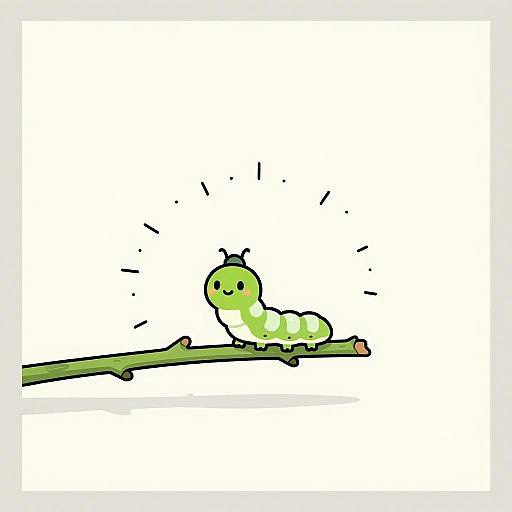 Cute Green Caterpillar on Twig