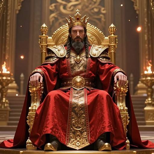 Regal King on Ornate Golden Throne