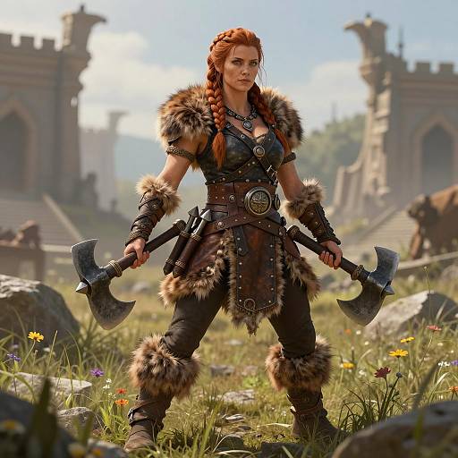 Dynamic Female Dwarf Barbarian Warrior Artwork