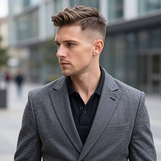Fit European Man with Curtain Haircut