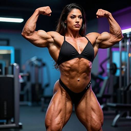 Hyper-Realistic Female Bodybuilder Pose