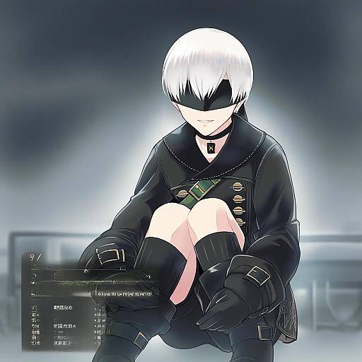 Illustration of 9s (nier:automata), nier (series) in the style of Mana (tsurubeji)
