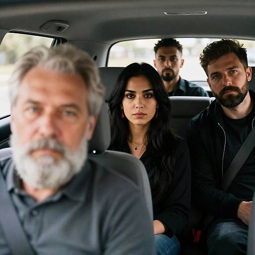 Serious Group Riding Inside Car