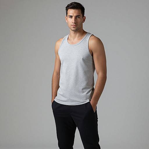 Serious Man in Grey Tank Top