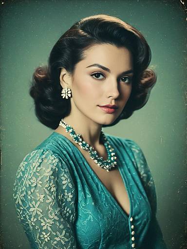 Elegant Woman in Vintage Style Dress