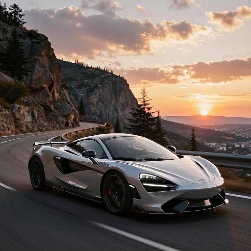 Sleek Sports Car on Mountain Road