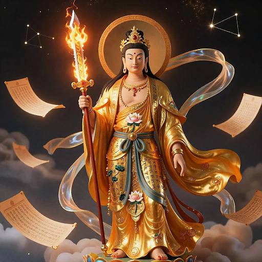 Manjushri with Flaming Sword of Wisdom