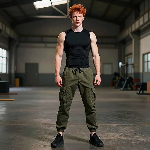 Muscular Man in Industrial Gym