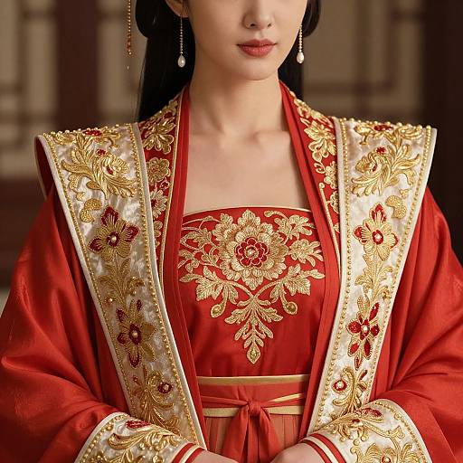 Empress China Woman in Red Gold Dress