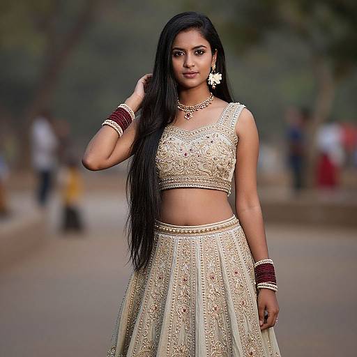 Elegant Ghagra Lehenga with Jewelry