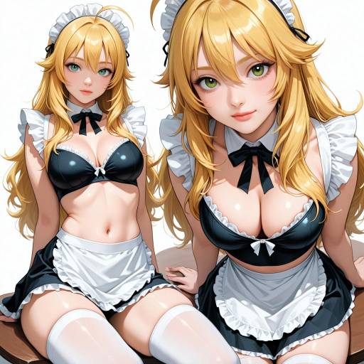 Charming Maid Character in Multiple Views