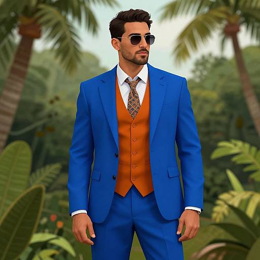 Confident Man in Vibrant Tropical Attire