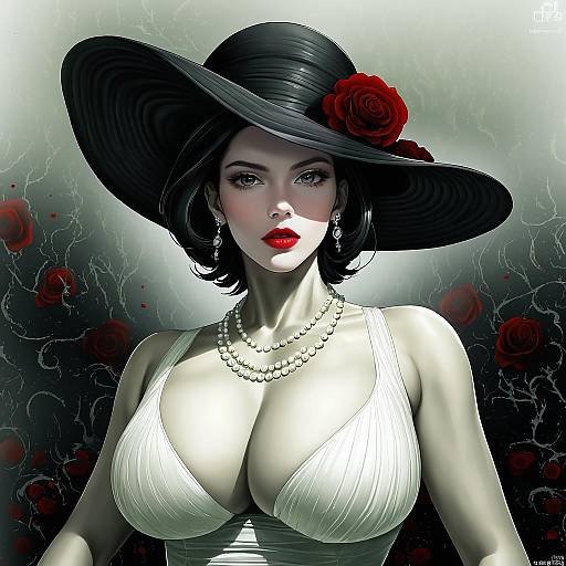 Illustration of Alcina dimitrescu, resident evil in the style of Gin'you haru