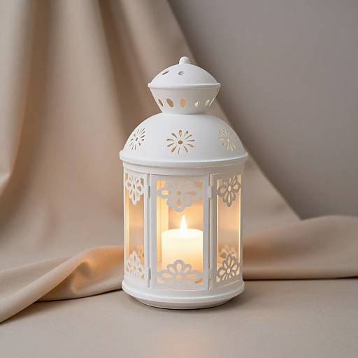 Elegant White Lantern with Candlelight
