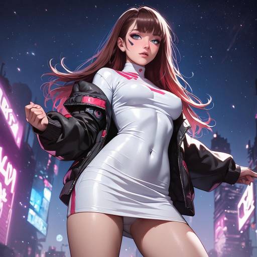 Cyberpunk Noir Girl in Torchlight