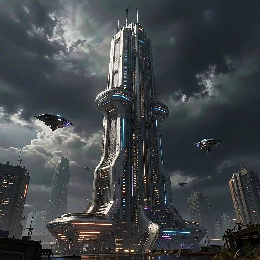 Futuristic Cyberpunk Skyscraper Design