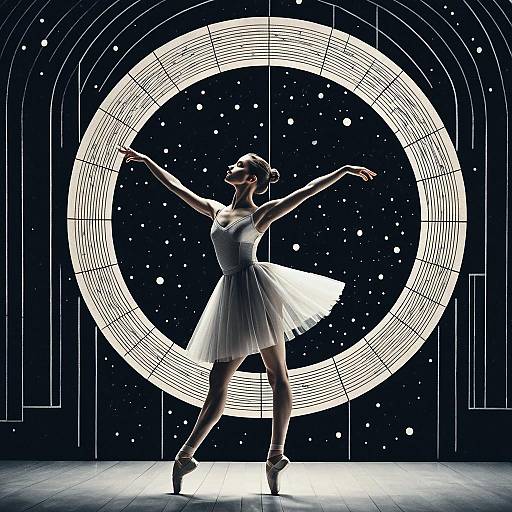 Ballet Dancer in Art Deco Moonlight